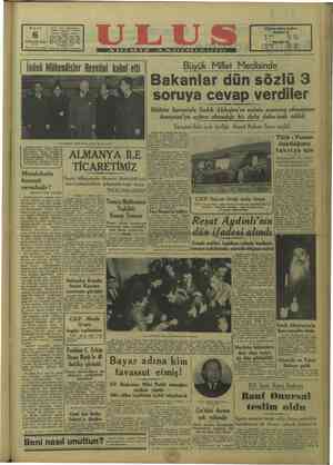 Ulus Gazetesi 6 Aralık 1949 kapağı
