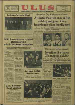 Ulus Gazetesi 15 Aralık 1949 kapağı