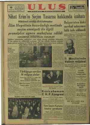 Ulus Gazetesi 18 Aralık 1949 kapağı