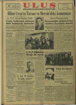 Ulus Gazetesi 19 Aralık 1949 kapağı