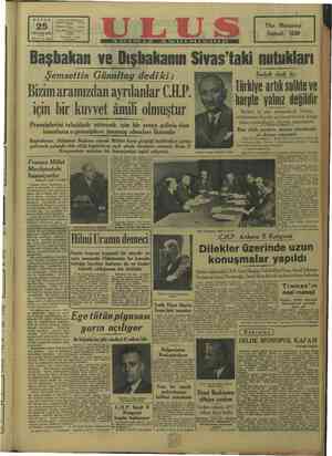 Ulus Gazetesi 25 Aralık 1949 kapağı