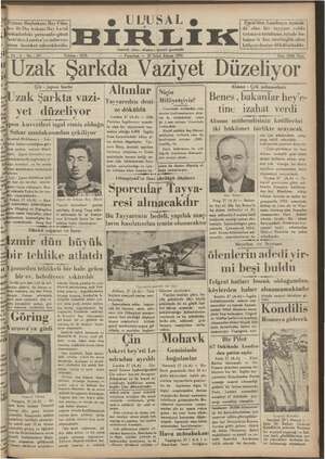 Ulusal Birlik (İzmir) Gazetesi 28 Ocak 1935 kapağı