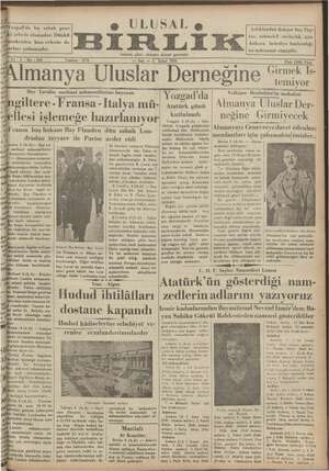 Ulusal Birlik (İzmir) Gazetesi 5 Şubat 1935 kapağı
