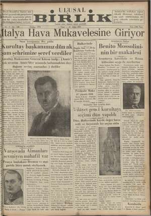Ulusal Birlik (İzmir) Gazetesi 10 Şubat 1935 kapağı