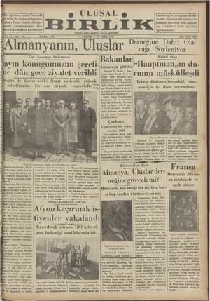 Ulusal Birlik (İzmir) Gazetesi 11 Şubat 1935 kapağı