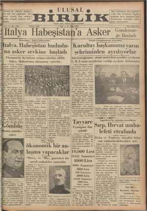 Ulusal Birlik (İzmir) Gazetesi 12 Şubat 1935 kapağı