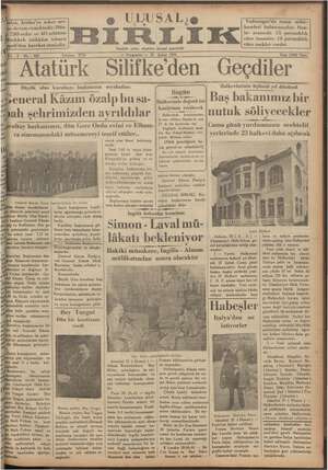 Ulusal Birlik (İzmir) Gazetesi 21 Şubat 1935 kapağı