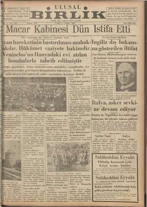 Ulusal Birlik (İzmir) Gazetesi 5 Mart 1935 kapağı