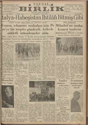 Ulusal Birlik (İzmir) Gazetesi 6 Mart 1935 kapağı