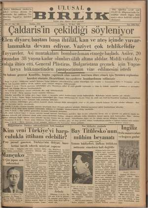Ulusal Birlik (İzmir) Gazetesi 10 Mart 1935 kapağı