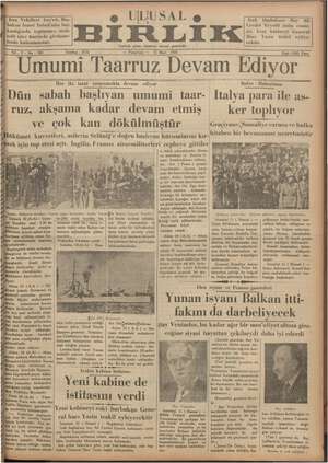 Ulusal Birlik (İzmir) Gazetesi 11 Mart 1935 kapağı