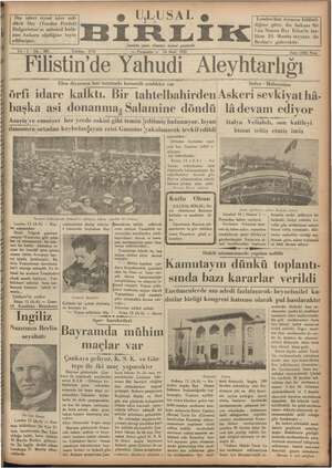 Ulusal Birlik (İzmir) Gazetesi 14 Mart 1935 kapağı