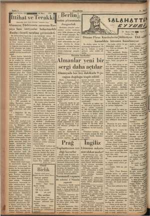    Sahif e 2 Tarihi Tefrika: 252 YyRRayanaNi: 24 Mart 1935 İttihat ve Terakkil! (Bahaeddin Şakir Beyin Bıraktığı Vesikalara