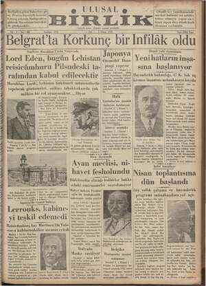 Ulusal Birlik (İzmir) Gazetesi 2 Nisan 1935 kapağı