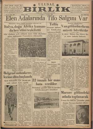 Ulusal Birlik (İzmir) Gazetesi 7 Nisan 1935 kapağı