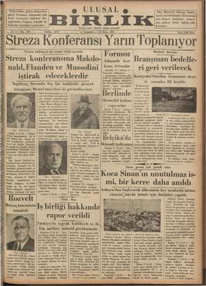 Ulusal Birlik (İzmir) Gazetesi 10 Nisan 1935 kapağı
