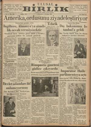 Ulusal Birlik (İzmir) Gazetesi 25 Nisan 1935 kapağı