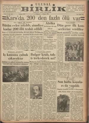 Ulusal Birlik (İzmir) Gazetesi 4 Mayıs 1935 kapağı