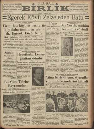 Ulusal Birlik (İzmir) Gazetesi 5 Mayıs 1935 kapağı