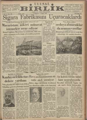 Ulusal Birlik (İzmir) Gazetesi 6 Mayıs 1935 kapağı