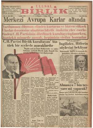 Ulusal Birlik (İzmir) Gazetesi 9 Mayıs 1935 kapağı
