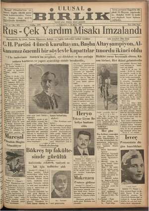 Ulusal Birlik (İzmir) Gazetesi 18 Mayıs 1935 kapağı