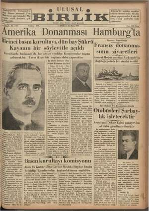 Ulusal Birlik (İzmir) Gazetesi 26 Mayıs 1935 kapağı