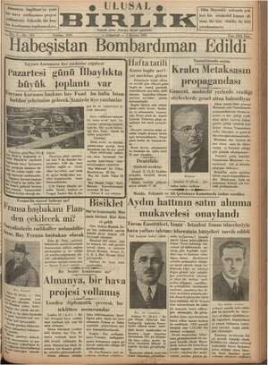 Ulusal Birlik (İzmir) Gazetesi 1 Haziran 1935 kapağı