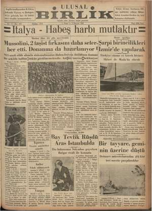 Ulusal Birlik (İzmir) Gazetesi 2 Haziran 1935 kapağı