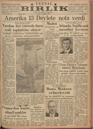 Ulusal Birlik (İzmir) Gazetesi 7 Haziran 1935 kapağı