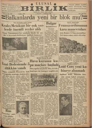 Ulusal Birlik (İzmir) Gazetesi 10 Haziran 1935 kapağı