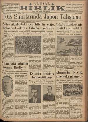 Ulusal Birlik (İzmir) Gazetesi 19 Haziran 1935 kapağı