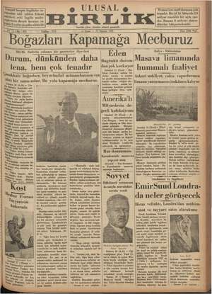 Ulusal Birlik (İzmir) Gazetesi 21 Haziran 1935 kapağı
