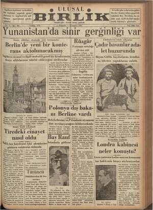 Ulusal Birlik (İzmir) Gazetesi 4 Temmuz 1935 kapağı