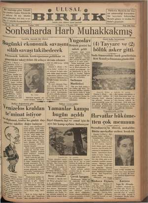 Ulusal Birlik (İzmir) Gazetesi 5 Temmuz 1935 kapağı