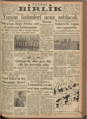 Ulusal Birlik (İzmir) Gazetesi 11 Temmuz 1935 kapağı