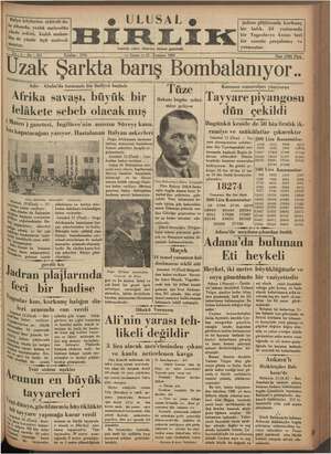 Ulusal Birlik (İzmir) Gazetesi 12 Temmuz 1935 kapağı