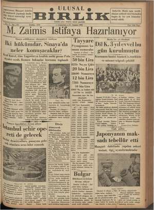 Ulusal Birlik (İzmir) Gazetesi 13 Temmuz 1935 kapağı