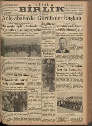 Ulusal Birlik (İzmir) Gazetesi 15 Temmuz 1935 kapağı