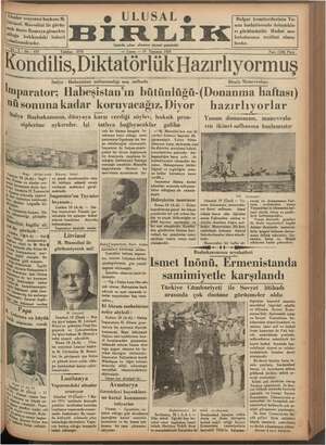 Ulusal Birlik (İzmir) Gazetesi 19 Temmuz 1935 kapağı