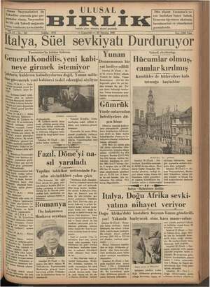 Ulusal Birlik (İzmir) Gazetesi 20 Temmuz 1935 kapağı