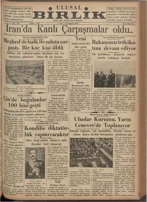 Ulusal Birlik (İzmir) Gazetesi 23 Temmuz 1935 kapağı