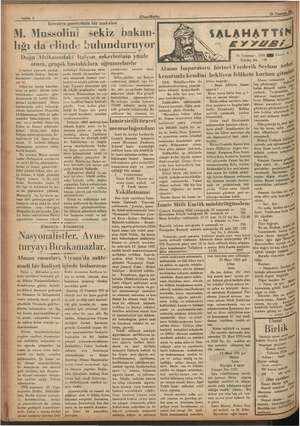    ği 7 KA NN 2 NN Sahife 2 ai (OlusalBirlik) İzvestiya gazetesinin bir makalesi M. Mussolini sekiz bakan- lığı da elinde ei