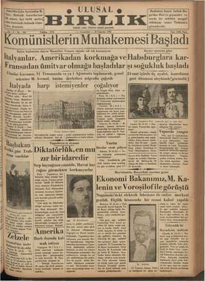 Ulusal Birlik (İzmir) Gazetesi 26 Temmuz 1935 kapağı