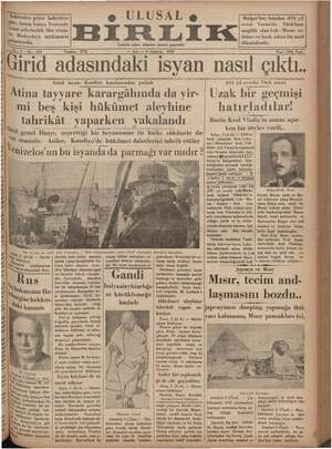 Ulusal Birlik (İzmir) Gazetesi 6 Ağustos 1935 kapağı
