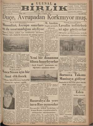 Ulusal Birlik (İzmir) Gazetesi 9 Ağustos 1935 kapağı
