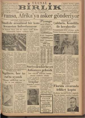 Ulusal Birlik (İzmir) Gazetesi 13 Eylül 1935 kapağı