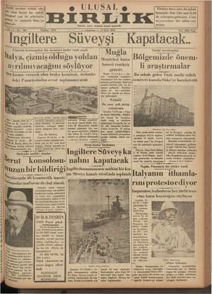 Ulusal Birlik (İzmir) Gazetesi 14 Eylül 1935 kapağı