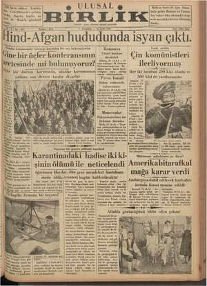Ulusal Birlik (İzmir) Gazetesi 25 Eylül 1935 kapağı