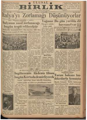 Ulusal Birlik (İzmir) Gazetesi 26 Eylül 1935 kapağı
